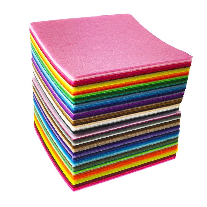 flic-flac 88pcs 4 x 4 inches (10 x 10cm) Assorted Color Mini Felt Fabric Sheets Patchwork Sewing DIY Craft 1mm Thick - Image 1